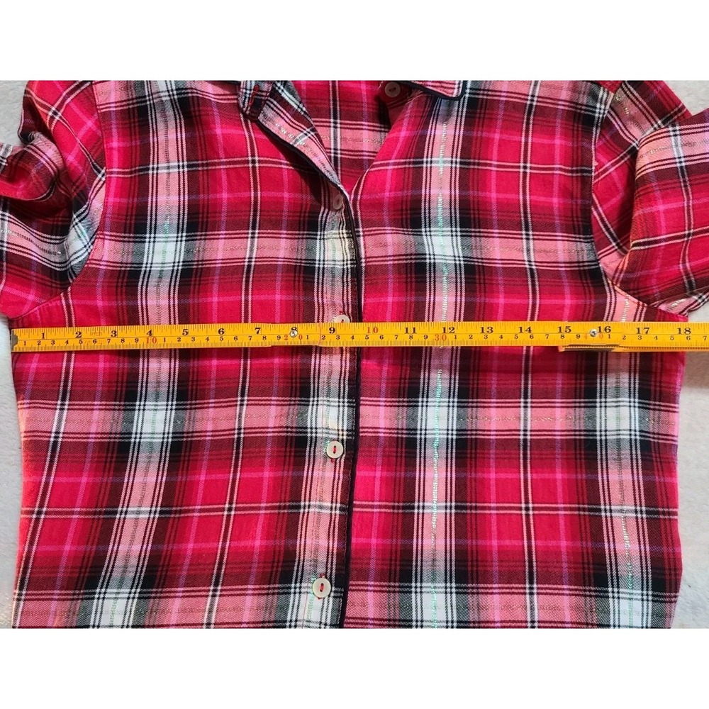 Victoria's Secret Red Plaid Flannel Sleep Shirt Nightshirt Women's XS Long - Picture 9 of 10